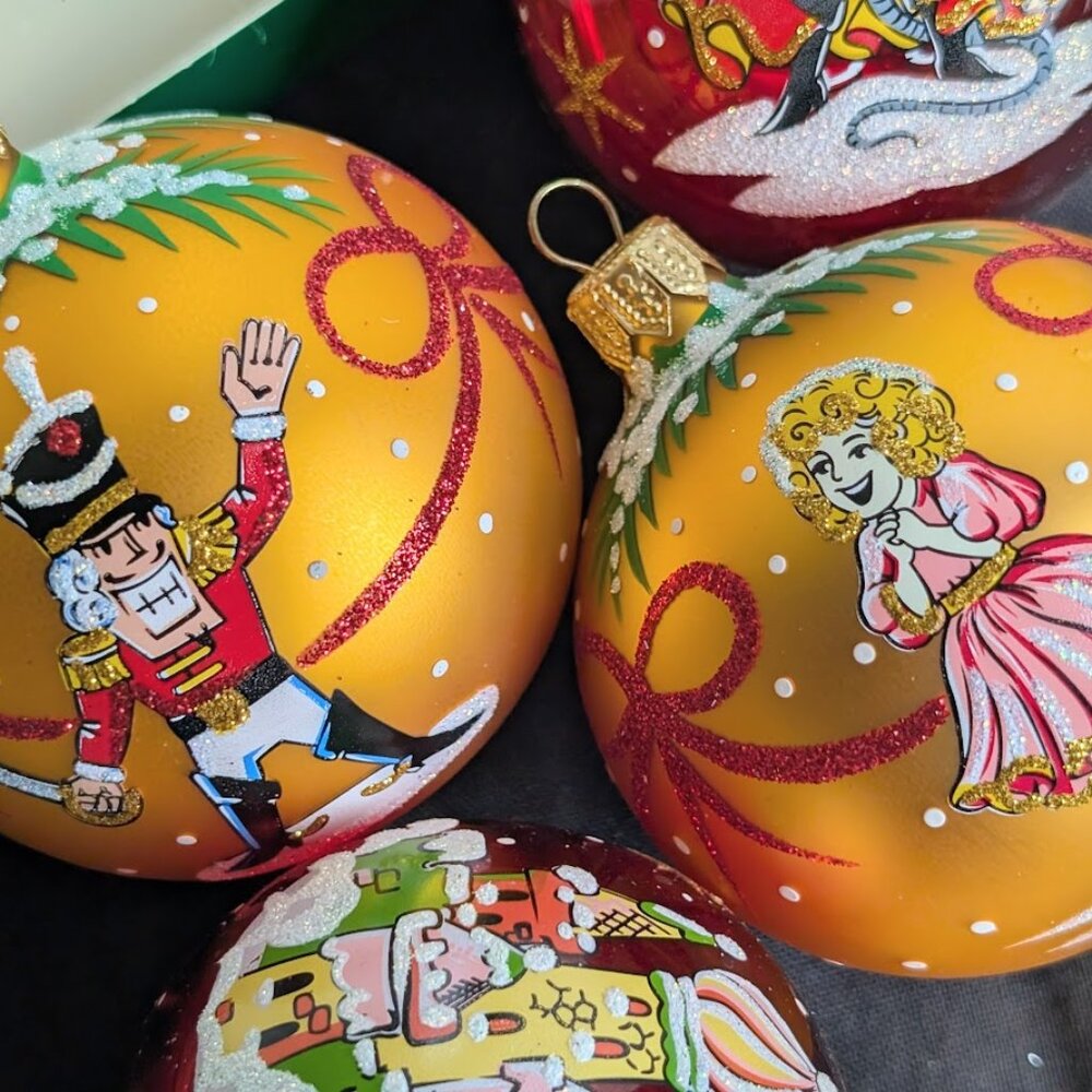 Russia Elochka Factory Set of 4 Nutcracker glass Christmas Ornaments